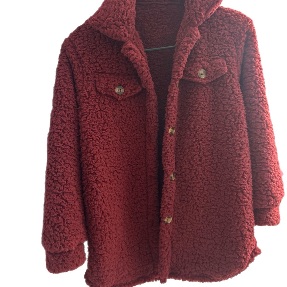 Amazon Burgundy Sherpa Jacket NEW
